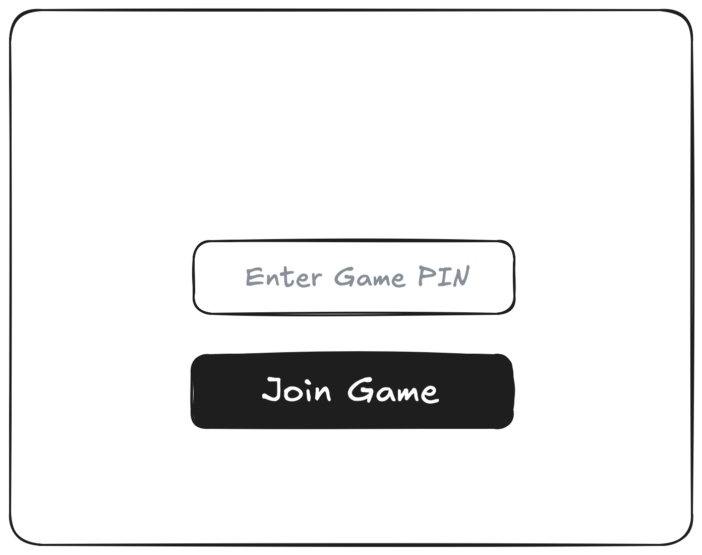 A low-fidelity mock-up of a screen where you enter a join code to join a game.