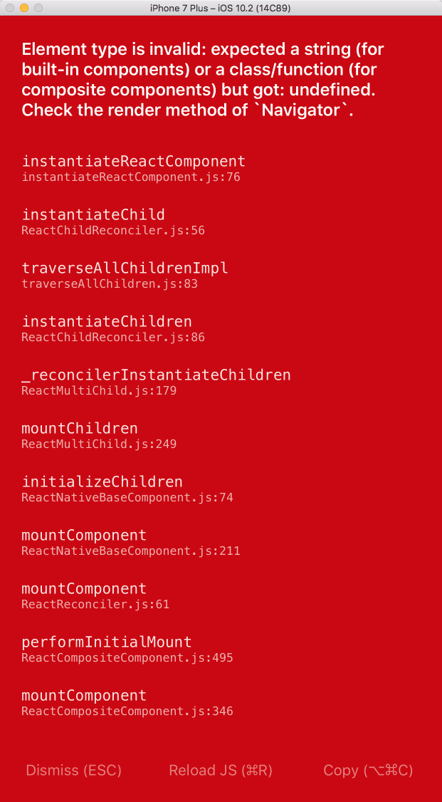 React Native Red Screen of Death