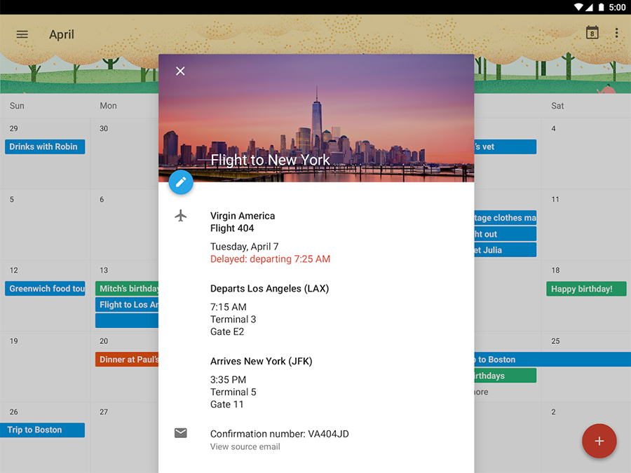 Google Calendar on Android L (2014)