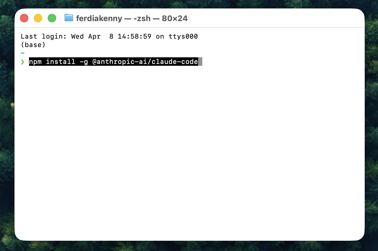 Screenshot of a white computer terminal with minimum writing and the install prompt highlighted in black