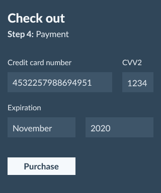 credit card details screen