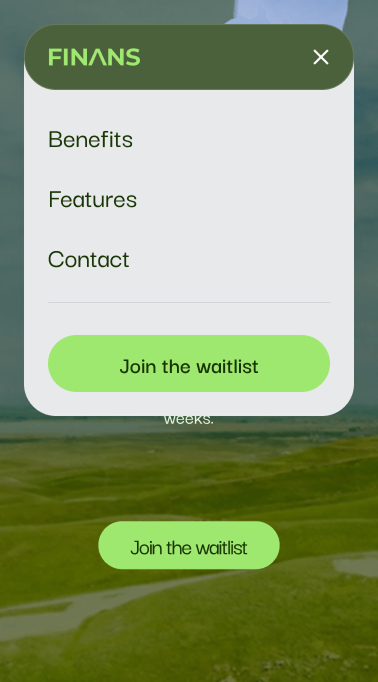 The same mobile navigation bar adjusted in Figma to correct the spacing issues
