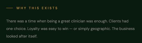 The why this exists section with small text size shown